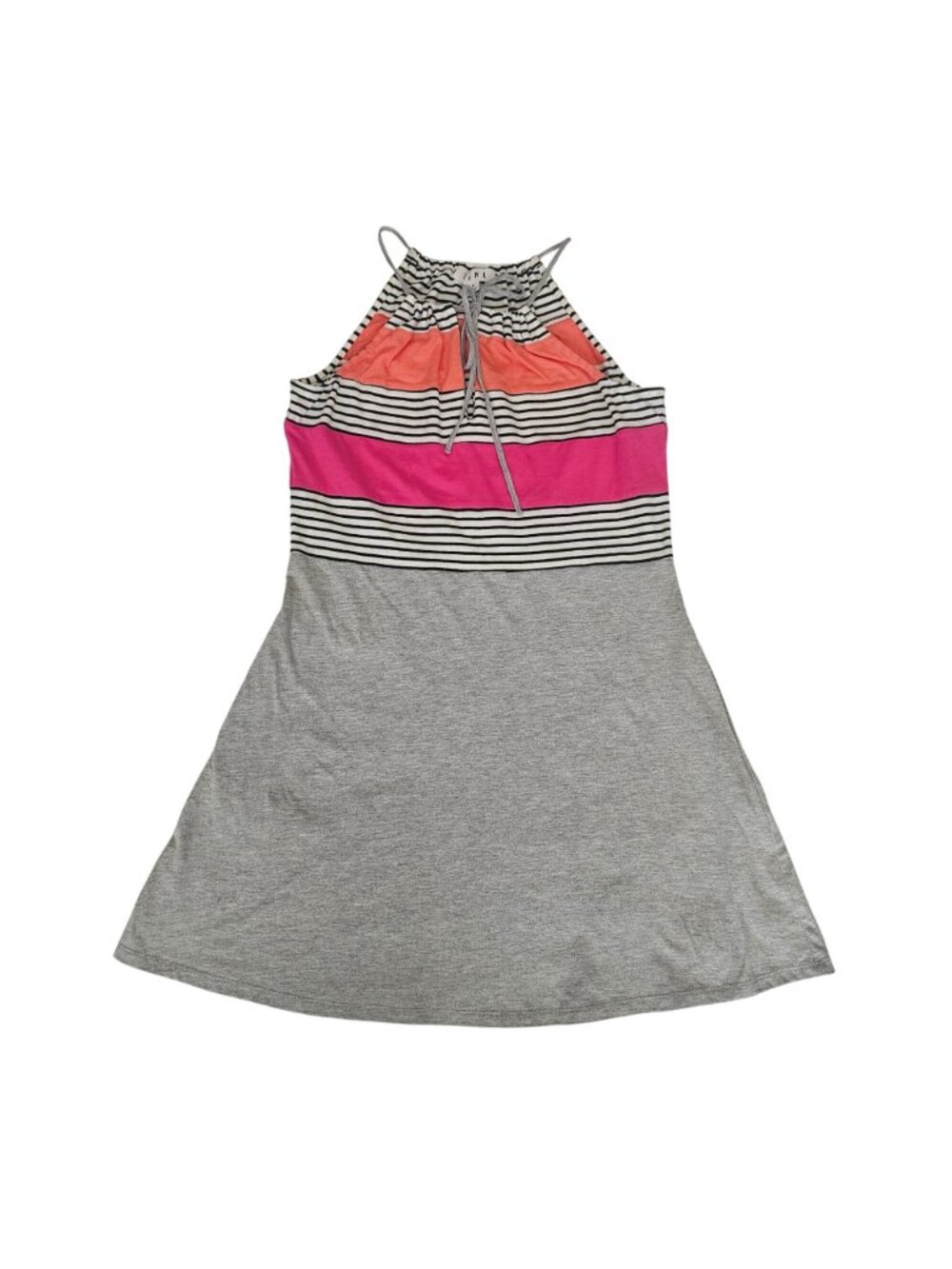 THML Striped Color Block Adjustable Tie Neck Halter Mini Dress Women's Small - Picture 2 of 11